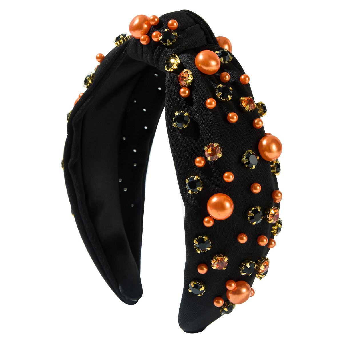 Wholesale Popular Headbands Fashionable Small Fragrance Cloth Knotted Diamond and Pearl Headbands